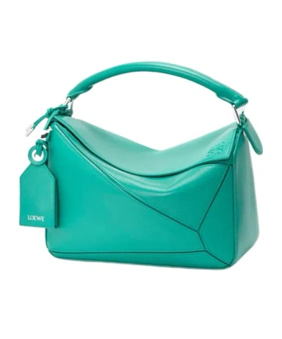 Loewe Small Featherlight Puzzle Bag In Nappa Lambskin In Green