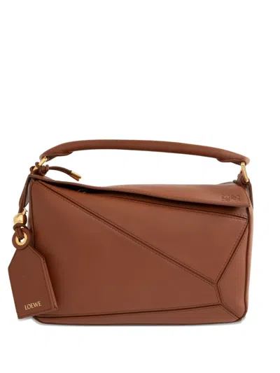 Loewe Small Featherlight Puzzle Elevated Bag In Brown