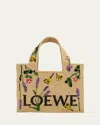Loewe Font Flowers Small Raffia Tote Bag In Natural