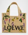Loewe Font Flowers Small Raffia Tote Bag In Natural