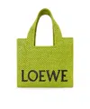 Loewe X Paula's Ibiza Font Logo Small Tote Bag In Raffia In Green