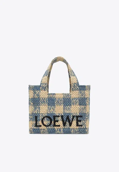 Loewe Small Font Woven-raffia Tote Bag