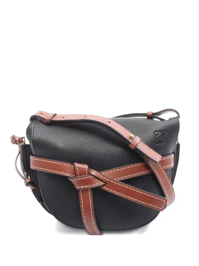 Pre-owned Loewe Small Gate Leather Shoulder Bag In Black