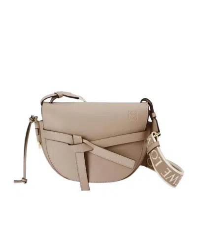 Loewe Small Gate Leather Shoulder Bag In Nude