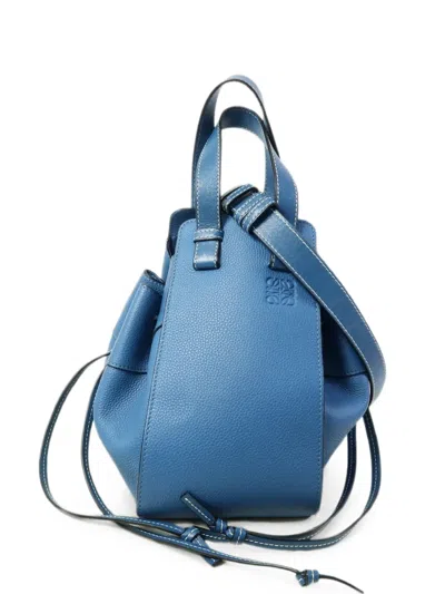 Pre-owned Loewe Small Hammock Calf-leather Tote Bag In Blue