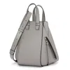 Loewe Pearl Grey Hammock Small Leather Shoulder Bag In Grey