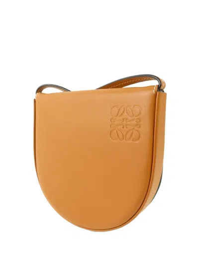 Pre-owned Loewe Small Heel Pouch Calfskin Shoulder Bag In Brown