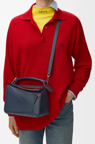 Loewe Small Layered Puzzle Bag In Classic Leather Skin For Woman In Blue