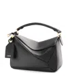 Loewe Small Leather Featherlight Puzzle Top-handle Bag In Black