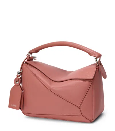 Loewe Small Leather Featherlight Puzzle Top-handle Bag In Pink