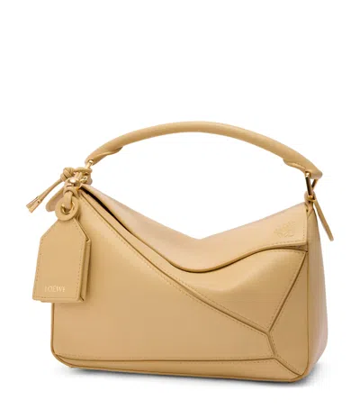 Loewe Small Leather Featherlight Puzzle Top-handle Bag In Yellow