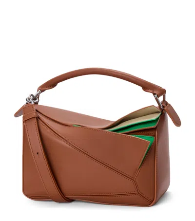 Loewe Small Leather Layers Puzzle Top-handle Bag In Brown