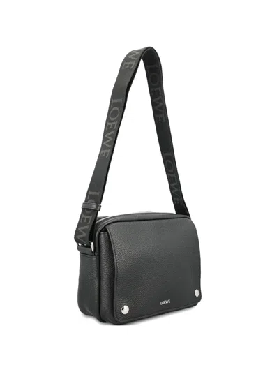 Loewe Small Leather Messenger Bag In Black