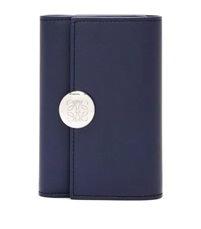 Loewe Small Leather Pebble Wallet In Blue