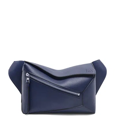 Loewe Small Leather Puzzle Edge Belt Bag In Blue