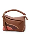 Loewe Small Leather Puzzle Edge Landscape Top-handle Bag In Brown
