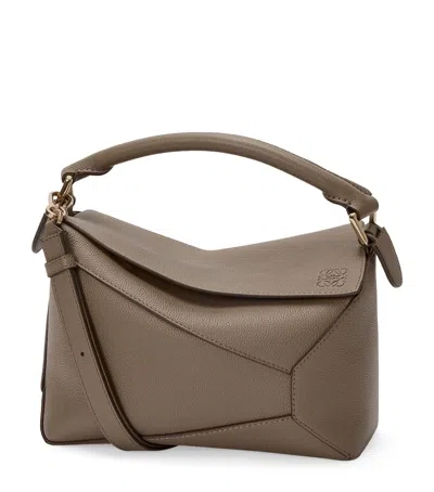 Loewe Small Leather Puzzle Edge Top-handle Bag In Brown