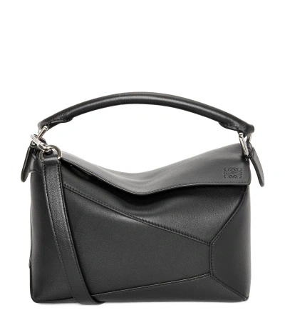 Loewe Small Leather Puzzle Edge Top-handle Bag In Black