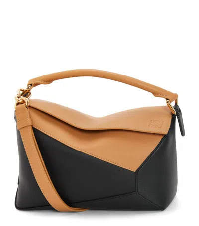 Loewe Small Leather Puzzle Edge Top-handle Bag In Brown