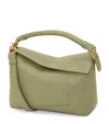 Loewe Small Leather Puzzle Edge Top-handle Bag In Green