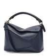 Loewe Puzzle Edge Small Shoulder Bag In Leather In Navy