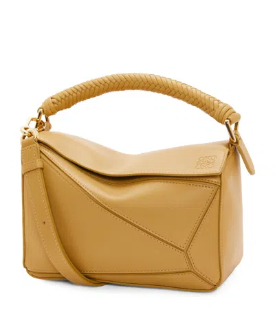Loewe Small Leather Puzzle Top-handle Bag In Beige