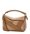 Loewe Womens Oak Puzzle Stripes Small Leather Top-handle Bag In Brown