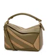 Loewe Small Leather-suede Puzzle Top-handle Bag In Green