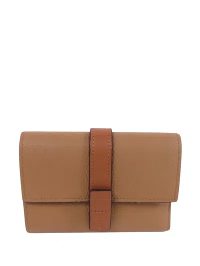 Pre-owned Loewe Small Leather Wallet In Neutral