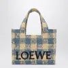 Loewe Small Tote Bag In Gingham Raffia In Beige