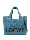 Loewe Small Font Woven-raffia Tote Bag In Blue