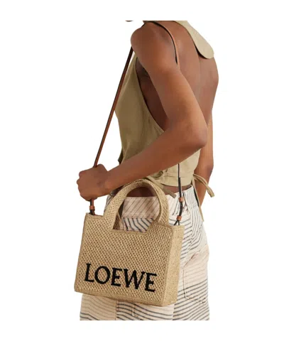 Loewe Small  Font Tote Bag In Brown