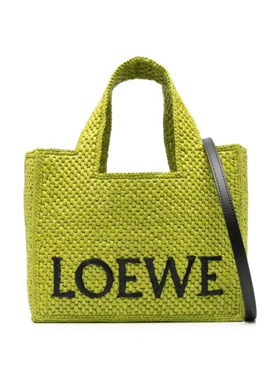 Loewe Small  Font Tote Bag In Green