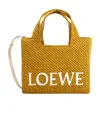 Loewe Small  Font Tote In Raffia In Yellow