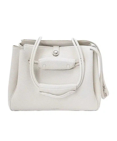 Loewe Small Madrid Bag In Supple Grained Calfskin In White