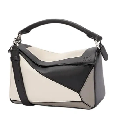 Loewe Small Napa Cowhide Puzzle Shoulder Bag In Black