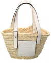 Loewe Small Leather-trimmed Basket Tote In White