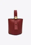 Loewe Red Calfskin Pebble Bucket Small Bag Women In Red