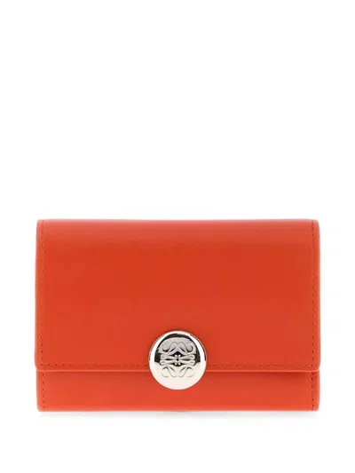 Loewe Small Pebble Leather Wallet In Orange