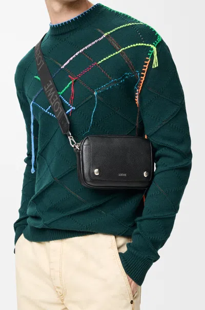 Loewe Small Pebble Messenger Bag In Supple Grained Leather Skin For Man In Black