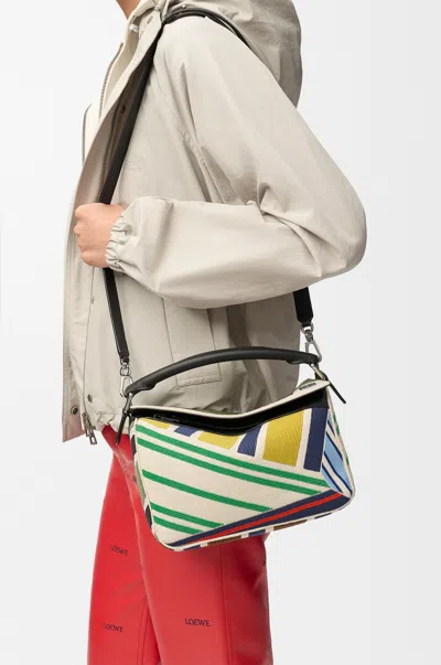 Loewe Small Puzzle Bag In Embroidered Canvas For Woman