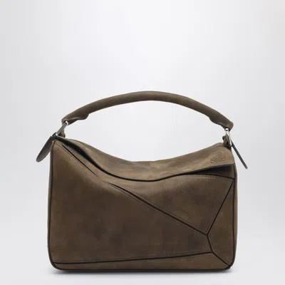 Loewe Small Puzzle Bag In Tundra Color Grenade Nubuck Leather In Brown