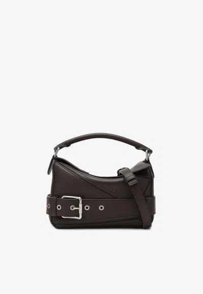 Loewe Small Puzzle Biker Leather Top Handle Bag In Brown