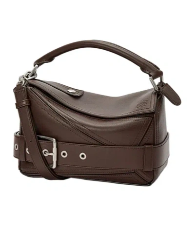 Loewe Small Puzzle Biker Shoulder Bag In Brown