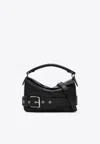 Loewe Puzzle Biker Small Belted Leather Tote In Black