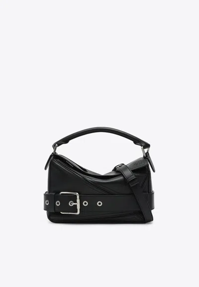 Loewe Small Puzzle Biker Top Handle Bag In Black