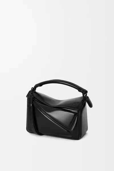Loewe Small Puzzle Blown Bag In Glossy Lambskin For Woman In Black