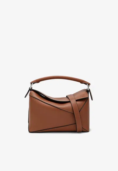 LOEWE SMALL PUZZLE CALF LEATHER TOP HANDLE BAG