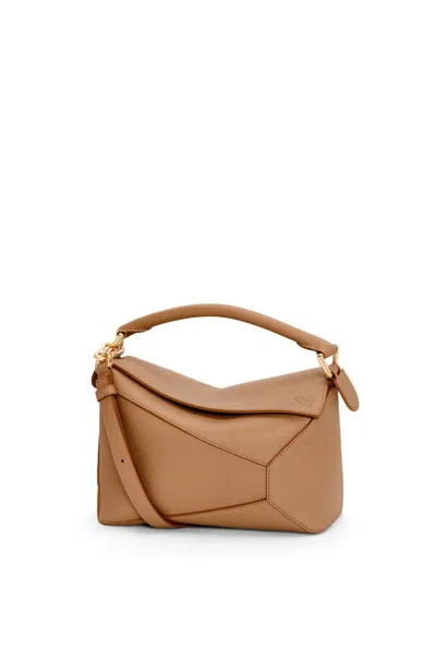 Loewe Puzzle Small Cow Leather Handbag In Brown