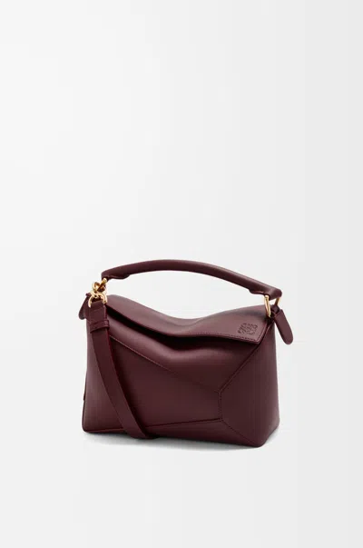 Loewe Small Puzzle Edge Bag In Classic Leather Skin For Woman In Burgundy